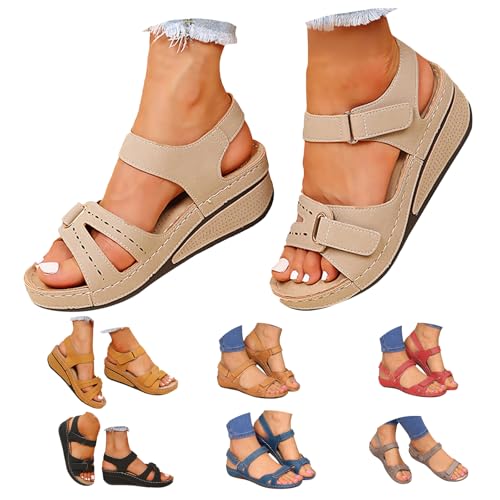 Sandals for Women, Sandals for Women Ladies Summer Beach Orthopedic Shoes Breathable Comfortable Open Toe Hollow Slide Walking Sandls, Beige Size 5, My Orders