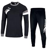 FORWARD Trainingskombination (Zweiteiler) von Erreà · SET aus Pullover und Hose · KINDER Jungen Mädchen Trainingspullover (langarm) und Trainingshose (lang) · Regular-Fit Trainingsanzug aus elastischem Material für Schulsport, Individualsport & Teamsport (schwarz-anthrazit-weiß, YXS)