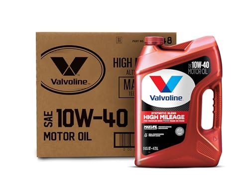 Image of Valvoline High Mileage with MaxLife Technology SAE 10W-40 Synthetic Blend Motor Oil 5 QT, Case of 3 (Packaging May Vary)