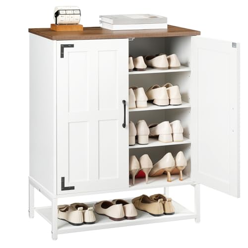 HOOBRO Entryway Shoe Cabinet, 6-Tier Farmhouse Shoe Storage Cabinet, Freestanding