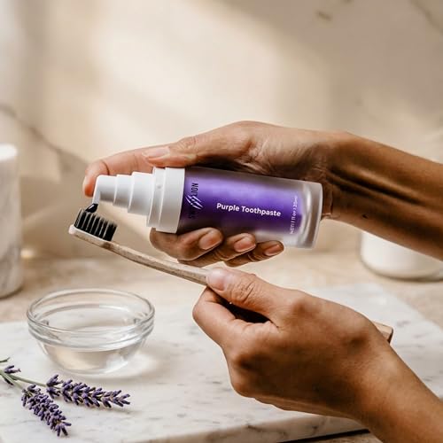 Purple Toothpaste Whitening - v34 Colour Corrector, Tooth Stain Removal, Daily Use, Brightening Toothpastes for White Smile Pack of 2 Bundle (30 mL) with Bamboo Tootbrush