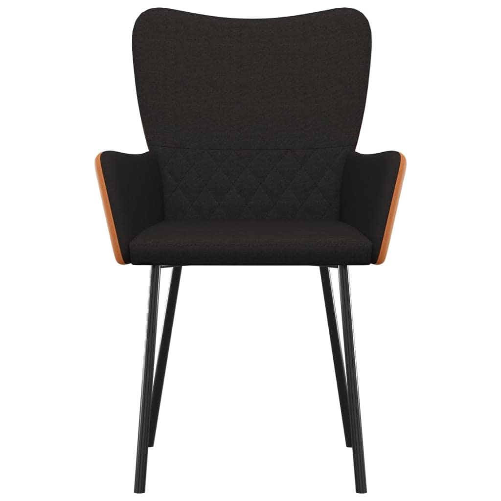 Juego de 2 sillas de comedor con reposabrazos, tapizadas de tela y piel sintética, sillas de cocina con estructura de metal para comedor y salón, color negro y marrón