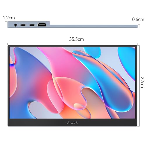 Jhcztrk モバイルモニター 15.6 インチ FHD 1080P IPS USB Type-C HDMI ゲーミング 薄型 内蔵スピーカー HDR プラグアンドプレイ ノート PC スマホ Mac 外部ディスプレイ