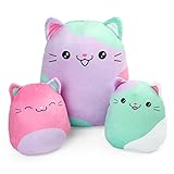 BenBen Cat Plush Toy, 12' and 7'' Plushies, Set of 3, Squishy Kitty Stuffed Animal Toy Hugging Pillow, Soft Cushion Plush Pillow, Chirstmas Gift for Kids, Easter Basket Stuffers