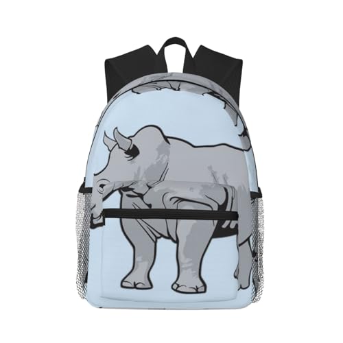 Sac à dos imprimé rhinocéros double épaule noir au design moderne et taille unique