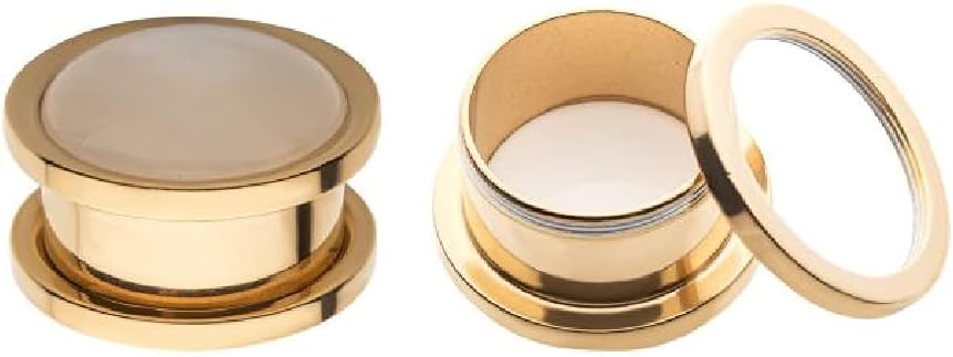 Pierced Owl - Golden Rim with Large White Synthetic Pearl Stone Screw Fit Plug Gauges, Sold as a Pair