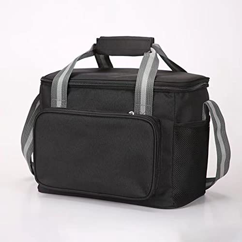 Bolsa isotérmica grande plegable de 15 litros, bolsa para el almuerzo, bolsa térmica para el transporte de alimentos, color negro Cover