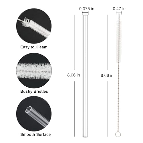 Image of Replacement Straw for Stanley 14 oz 20 oz Cup Tumbler, 6 Pack Long Reusable Color Straws with Cleaning Brush, Dishwasher Safe, Plastic Straws for stanley cup accessories Clear