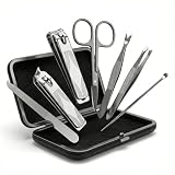 Kowca 7-Piece Manicure Set for Men & Women - Stainless Steel Nail Clippers Kit with Travel Case, Cuticle Tool & Nail File - Durable Grooming Essentials for Home, Travel, Gifts