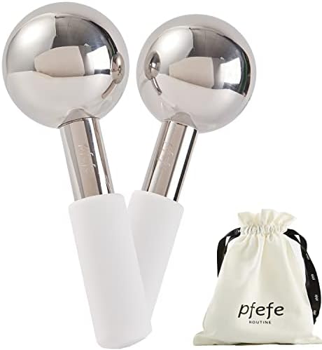 pfefe Ice Globes for Face & Eyes, Unbreakable Stainless Steel Cryo Sticks for Beauty Routines, Facials Cold Roller Cooling Globes for Puffiness, Wrinkles, Dark Circles, Headaches