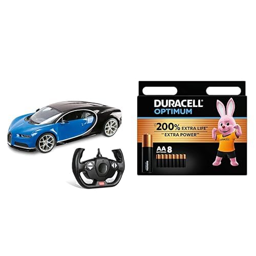 Bugatti Chiron Radiocommande Mondo 1/14 et 8 piles AA Duracell pour éviter les pannes de batterie