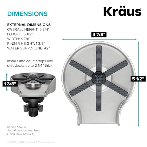 KRAUS CleanMate Glass Rinser for Kitchen Sink in Spot-Free Brushed Brass, KGR-500SFBB by Kraus - Image 4