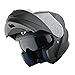 1Storm New Motorcycle Bike Modular Full Face Helmet Dual Visor Sun Shield with Rechargeable LED Tail Light: Matt Black