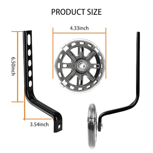 Image of Adjustable Training Wheels for Bike Fits 12 /14 /16 /18 /20 Inch Bikes Bicycle Training Wheels for Stabilizer Training, 1 Pair.(black)