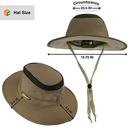 Sun Cube Wide Brim Sun Hat For Men Outdoor Sun Protection Boonie Hat | Adjustable Fit, Breathable Summer Hat For Safari Hiking Fishing - Olive #TOP2