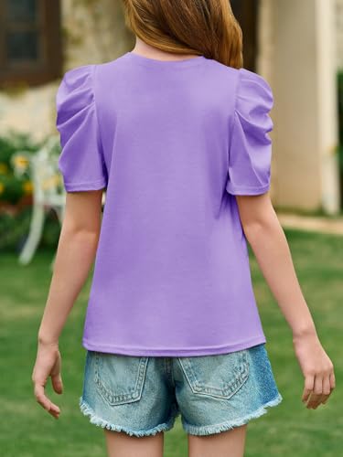 Image of Imily Bela Kids Girls Puff Short Sleeve T Shirts 5-14 Years | Summer, Casual, Crewneck, Fashion Tops