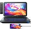 مشغل DVD Blu Ray محمول GOnavidio مقاس 15.4 بوصة مع كابل HDMI، 270 &deg; قابل للتدوير HD 1920x1080، مشغل Blue Ray محمول يتضمن بطارية قابلة لإعادة الشحن لمدة 5 ساعات USB/SD