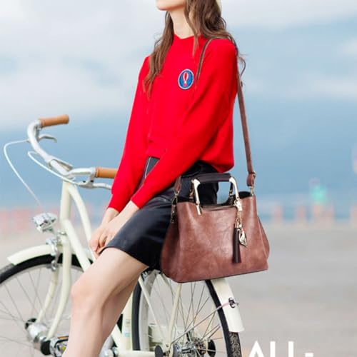 Bolso tote satchel de mujer con asas y cuero PU miniatura 7