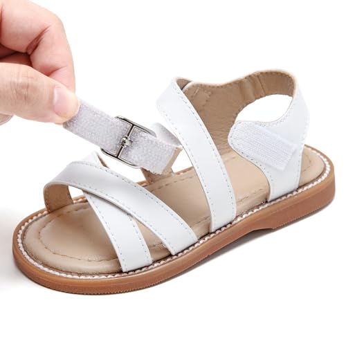 Image of Kolan Toddler Girl Sandals Open Toe Flat Princess Dress Shoes Little Kids