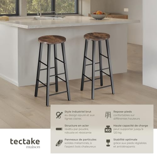 Lot de tabourets de bar style industriel en Bois et acier - vue 4