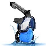 Bedee Schnorchelmaske, Tauchmaske Vollgesichtsmaske, Faltbare Schnorchelmaske Inklusive Kamerahalter, MüHeloses Atmen, Anti-Beschlag, Anti-Leck, 180°Sichtfeld FüR Kinder & Erwachsene