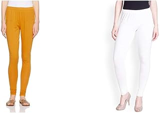 Women's Leggings (LYRA IC LEGG MUSTARD 21&LYRA IC LEGG WHITE 10_Item 1 Color Mustard|Item 2 Color White_Free Size)