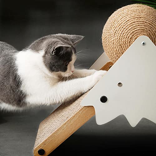 Coçador de gato | Almofada arranhadora vertical com design de montanha de neve com bola interativa |