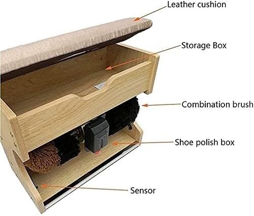 Automatic Shoe Polisher Machine, Household Electric Shoe Brush with Storage Box & Shoe Bench, 1400 RPM Shoe Shiner for Home & Public Use