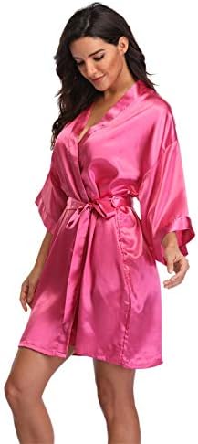 Women's Plus Size Satin Robes Short,Rose