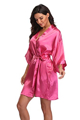 Women's Plus Size Satin Robes Short,Rose #TOP3