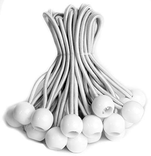 eHomeA2Z Ball Bungee White Heavy Duty 25 Pack Weather Resistant 5mm Thick