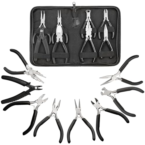 Alicates de joias, 9 peças de alicates para fabricação de joias, kit de fabricação de joias para sup