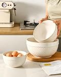 Ensemble de bols de mélange en céramique 3, Grandes cuvettes (10"/8"/6") pour cuisson, cuisine, service, préparation des aliments, pétrissage, salade et soupe