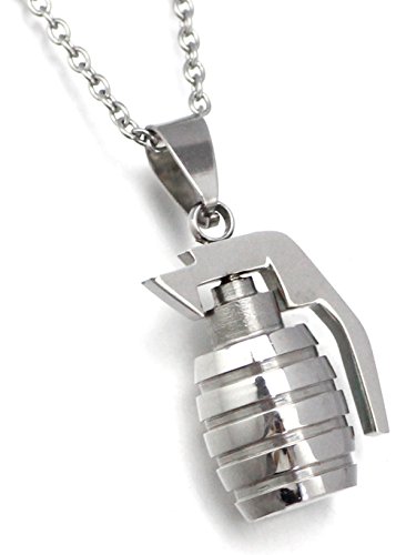 Collier acier inoxydable pendentif grenade dorée argent chaîne 54cm