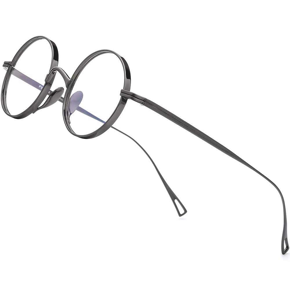 FONEX Titanium Glasses Frame, Women Vintage Retro Round Myopia Optical Eyeglasses Frames