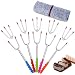 Marshmallow Roasting Sticks - 46-inch Large Telescoping Stainless Steel Roasting Sticks Grill Hot Dog Forks for BBQ, Camping, Outdoor Including 10 Replaceable Head and 5 Telescopic Handle (Silicone)
