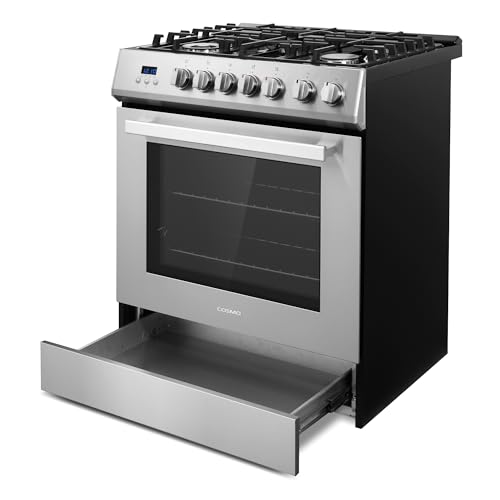 COSMO COS-305AGC 30 in. 5.0 cu. ft. Freestanding Single Oven Gas Range with 5 Burner Cooktop and Heavy Duty Cast Iron Grates in Stainless Steel - Thumbnail 4
