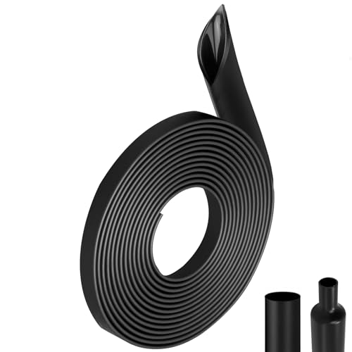 Image of YFLeomry 4:1 Black Heat Shrink Tubing, Diameter 12 mm, 4 m Wire Heat Shrink Sleeve Adhesive Lined For Cable Insulation, Marking, Cable Bundling, Repair