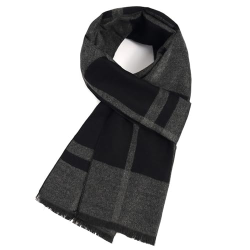 SGQTZDZQ Men's Cashmere Tartan Scarf - Winter Neck Scarf for Men, Great Gift (Dark Grey Tartan)