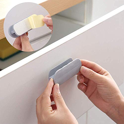 Image of Adhesive Cabinet Handles, Self-Stick Instant Cabinet Handles Alloy No Drilling Push Pull Handles Helper for Kitchen Cabinet Drawer Window Sliding Closet (Grey, 2 Pcs)