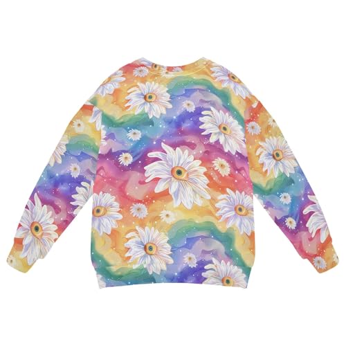 JUNZAN Little Daisies Eyes Ball on Rainbows Kids Girls Sweatshirts Hoodies Fleece Fall Tops Shirts Party 4T2
