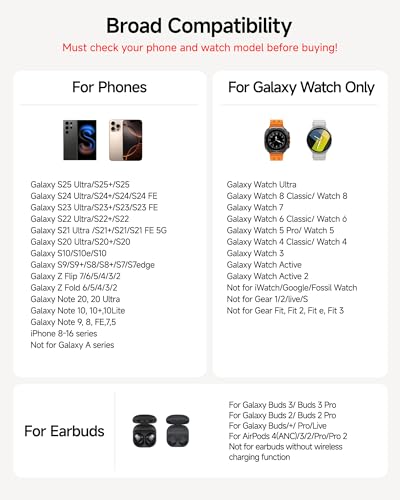 Image of 3 in 1 Wireless Charger for Samsung Galaxy S26 Ultra, Galaxy Watch 8, Buds | Dimmable LED clock, Dual-angle charging stand, Case-friendly, Compact & space-saving, Multi-protection, Charging indicator