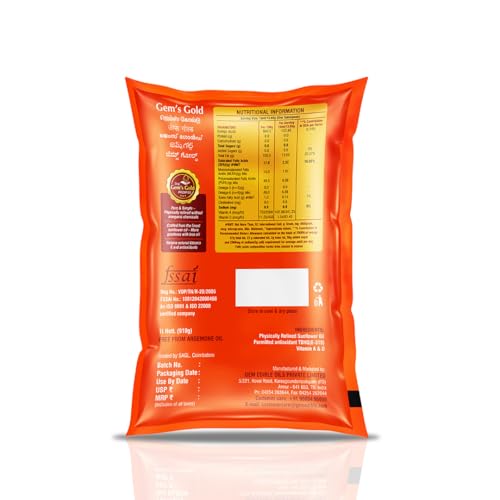 Image of Gem's Gold physically refined sunflower Cold Pressed Cooking Oil 1 Litre Pouch | Chemical Free, Kacchi Ghani, Chekku
