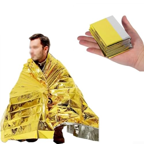 QuivyLivy Couverture thermique pour camping et survie – Imperméable, coupe-vent, couverture en aluminium réfléchissante, compacte et portable pour l'extérieur, rétention de la chaleur (140 x 210 cm – vue 7