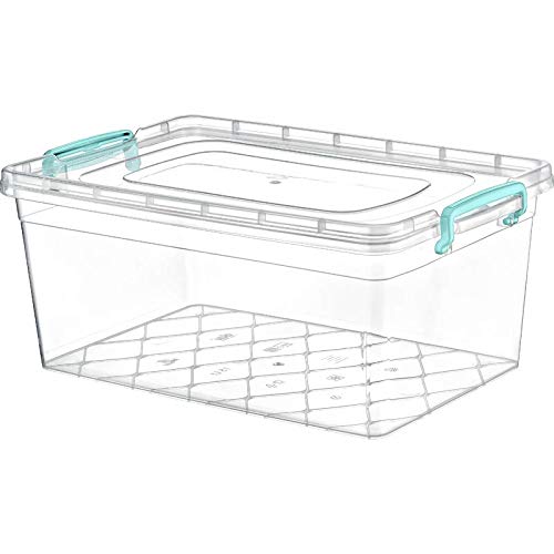 Muddy Hands Clear Heavy Duty Plastic Storage Boxes Stackable Containers With Locking Lid (2, 15 Litre)
