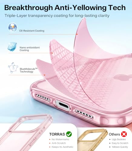 Image of TORRAS for iPhone 17 Pro Case Crystal Pink, Ultra-Thin