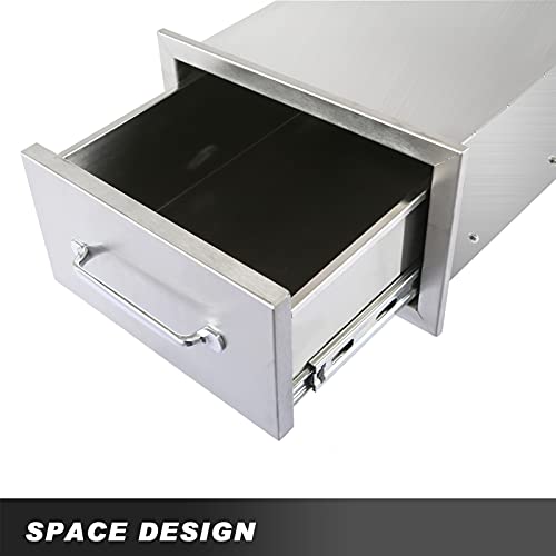 Ryan 14x8.5x23 Inch Outdoor Stainless Kitchen Drawers, 1-Tier Stainless Steel BBQ Drawers, Single Access with Handle for BBQ Island by RYFT - Image 3