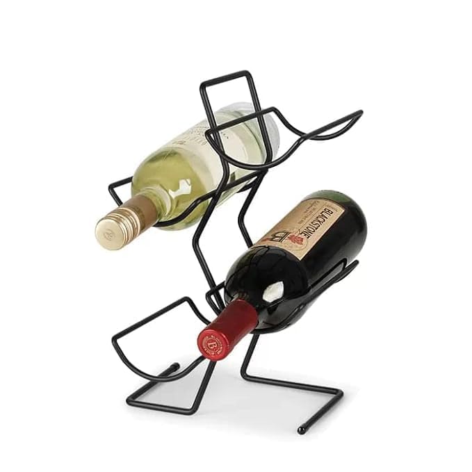 Organize and Display Your Favorite Wines with the Stand HUB 4 Bottle Tabletop Wine Rack Durable Black Metal, This Compact Holder securely Stores Four Bottles While Saving-picture-11