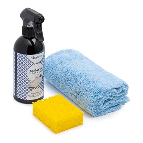 VITAFORM® Sneaker Cleaner Reinigungsspray für Schuhe | Perfekte Reinigung und Pflege für Obermaterial, Schürsenkel und Sohlen | Nachhaltiges Pflegeprodukt | inkl. Microfasertuch & Schwamm | 500ml Cover