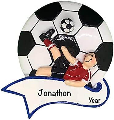 Personalized Soccer Ball Ornaments for Christmas Tree 2022 – Polyresin Soccer Boy Kick Ornament – Unique Sports Fan Ornaments – Cool Soccer Gifts for Boys, Soccer Decor for Boys – Sports Ornaments